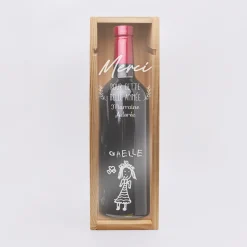 Caisse de vin personnalisée bois couvercle gravé - Edition spéciale "Merci pour cette belle année"