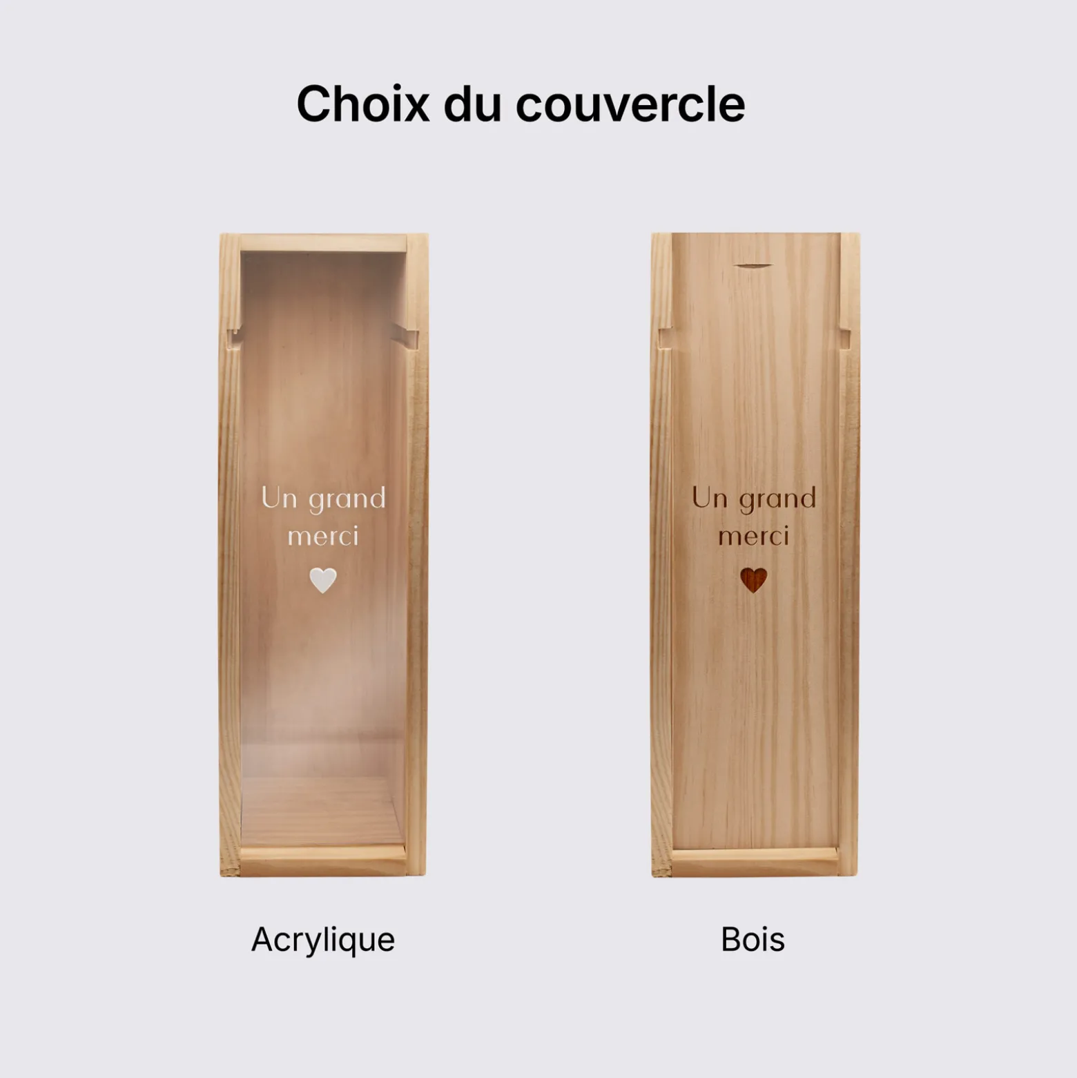 Caisse de vin personnalisée bois couvercle gravé - Edition spéciale "Merci pour cette belle année"