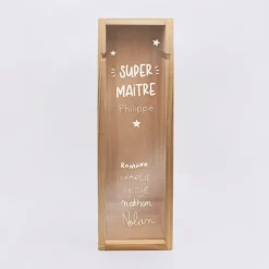 Caisse de vin personnalisée bois couvercle gravé - Edition spéciale "Super maître"