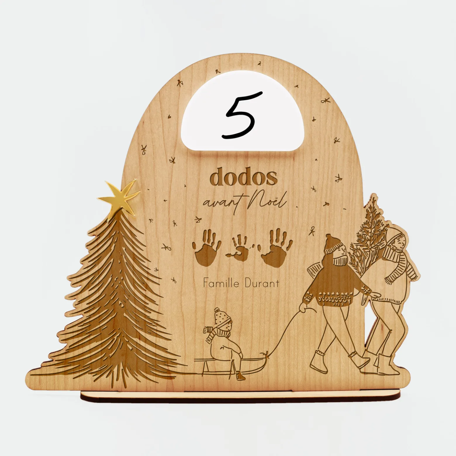 Calendrier de l'avent personnalisé comte à rebours Noël bois gravé - HappyBulle x MyLovelyThing