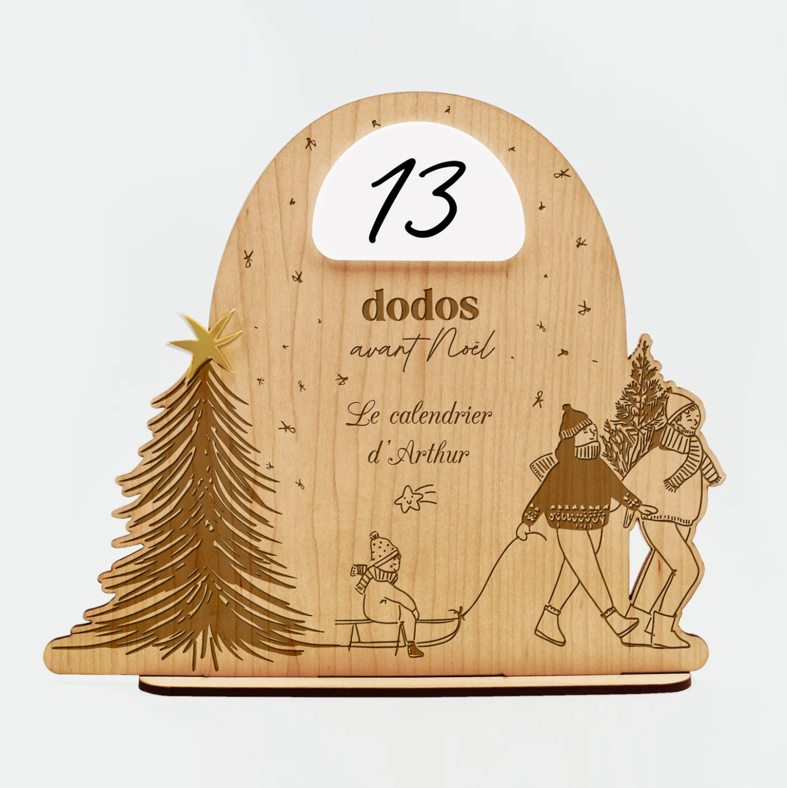 Calendrier de l'avent personnalisé comte à rebours Noël bois gravé - HappyBulle x MyLovelyThing