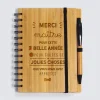Carnet bambou Merci Maître 14,5x18 cm et stylo gravé - édition limitée pré-personnalisée