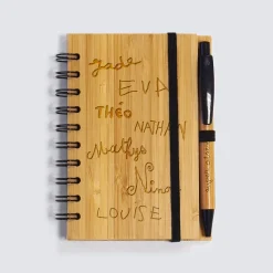 Carnet bambou personnalisé 11,5x15 cm et stylo gravé - Nos petits imparfaits
