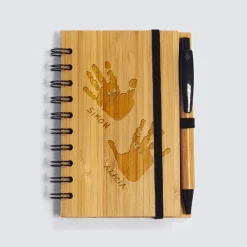 Carnet bambou personnalisé 11,5x15 cm et stylo gravé - Nos petits imparfaits