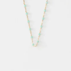 Chaîne plaqué or perles de Miyuki colorées