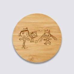 Chargeur à induction personnalisé bambou gravé 9x9 cm