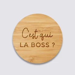 Chargeur à induction personnalisé bambou gravé 9x9 cm