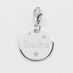 Charm gravé argent 17mm