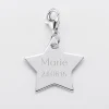 Charm gravé argent étoile 20x20 mm