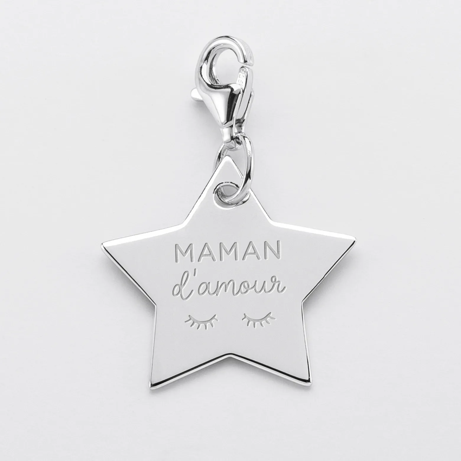Charm gravé argent étoile 20x20 mm