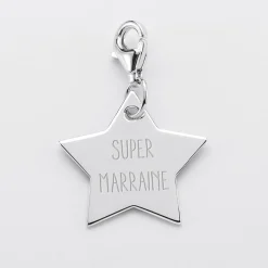 Charm gravé argent étoile 20x20 mm
