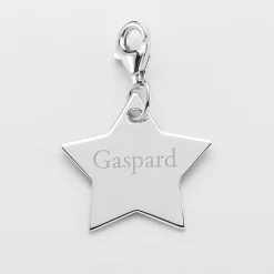 Charm gravé argent étoile 20x20 mm