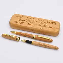 Coffret bambou personnalisé et 2 stylos gravés 170x60 mm
