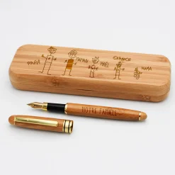 Coffret bambou personnalisé et stylo plume gravé 172x50mm