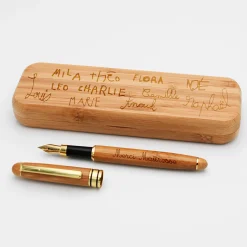 Coffret bambou personnalisé et stylo plume gravé 172x50mm