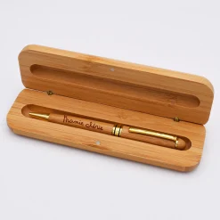Coffret bambou personnalisé et stylo gravé 170x54 mm - Nos petits imparfaits