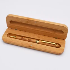 Coffret bambou personnalisé et stylo gravé 170x54 mm - Nos petits imparfaits