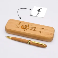 Coffret bambou personnalisé et stylo gravé 170x54 mm - Nos petits imparfaits