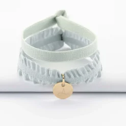 Coffret de bracelets enfant personnalisés cordons élastiques interchangeables médaille gravée plaqué or 10 mm