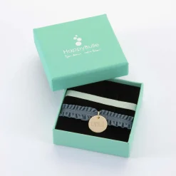 Coffret de bracelets enfant personnalisés cordons élastiques interchangeables médaille gravée plaqué or 15 mm
