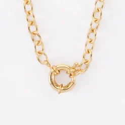 Collier chaine fermoir marin plaqué or