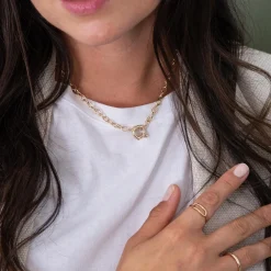 Collier chaine fermoir marin plaqué or