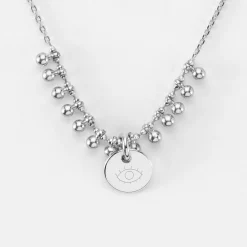 Collier chaîne boules personnalisé médaille gravée argent 10 mm