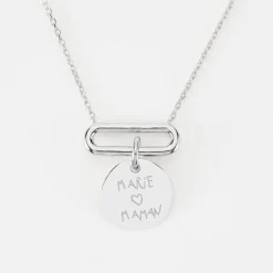 Collier chaîne ovale ouvert personnalisé médaille gravée argent 15 mm