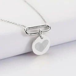 Collier chaîne ovale ouvert personnalisé médaille gravée argent 15 mm