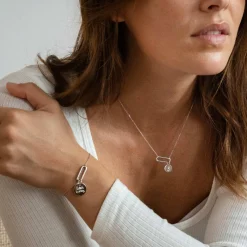 Collier chaîne ovale ouvert personnalisé médaille gravée argent 10 mm