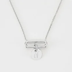 Collier chaîne ovale ouvert personnalisé médaille gravée argent 10 mm