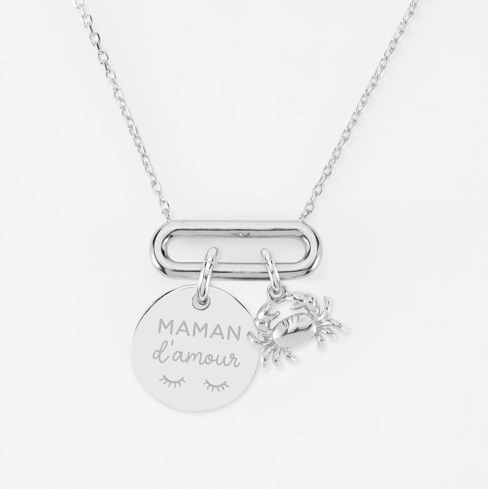 Collier chaîne ovale ouvert personnalisé médaille gravée argent 15 mm et breloque(s) summer - à composer