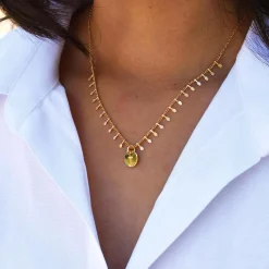 Collier chaîne pampilles personnalisé médaille gravée plaqué or 10 mm