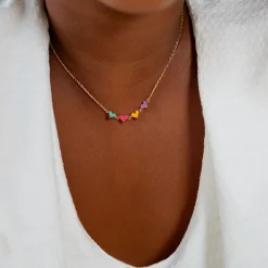 Collier enfant cœur email multicolore plaqué or