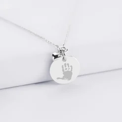 Collier mini coeur bombé personnalisé médaille gravée argent 15 mm