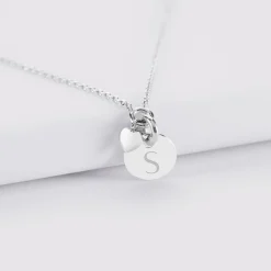 Collier mini coeur bombé personnalisé médaille gravée argent 10 mm