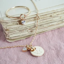 Collier mini coeur scintillant personnalisé médaille gravée plaqué or 10 mm
