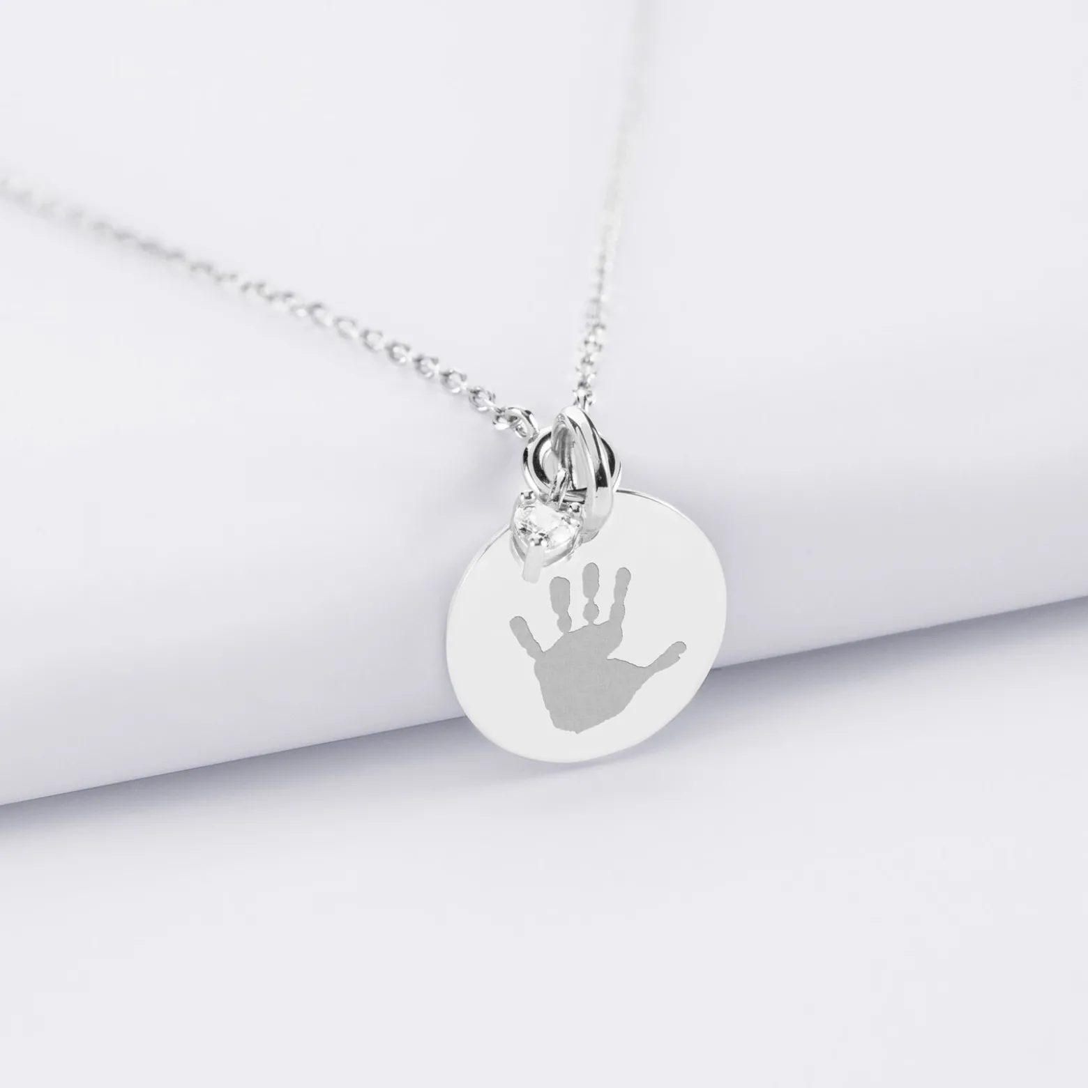 Collier mini coeur scintillant personnalisé médaille gravée argent 15 mm