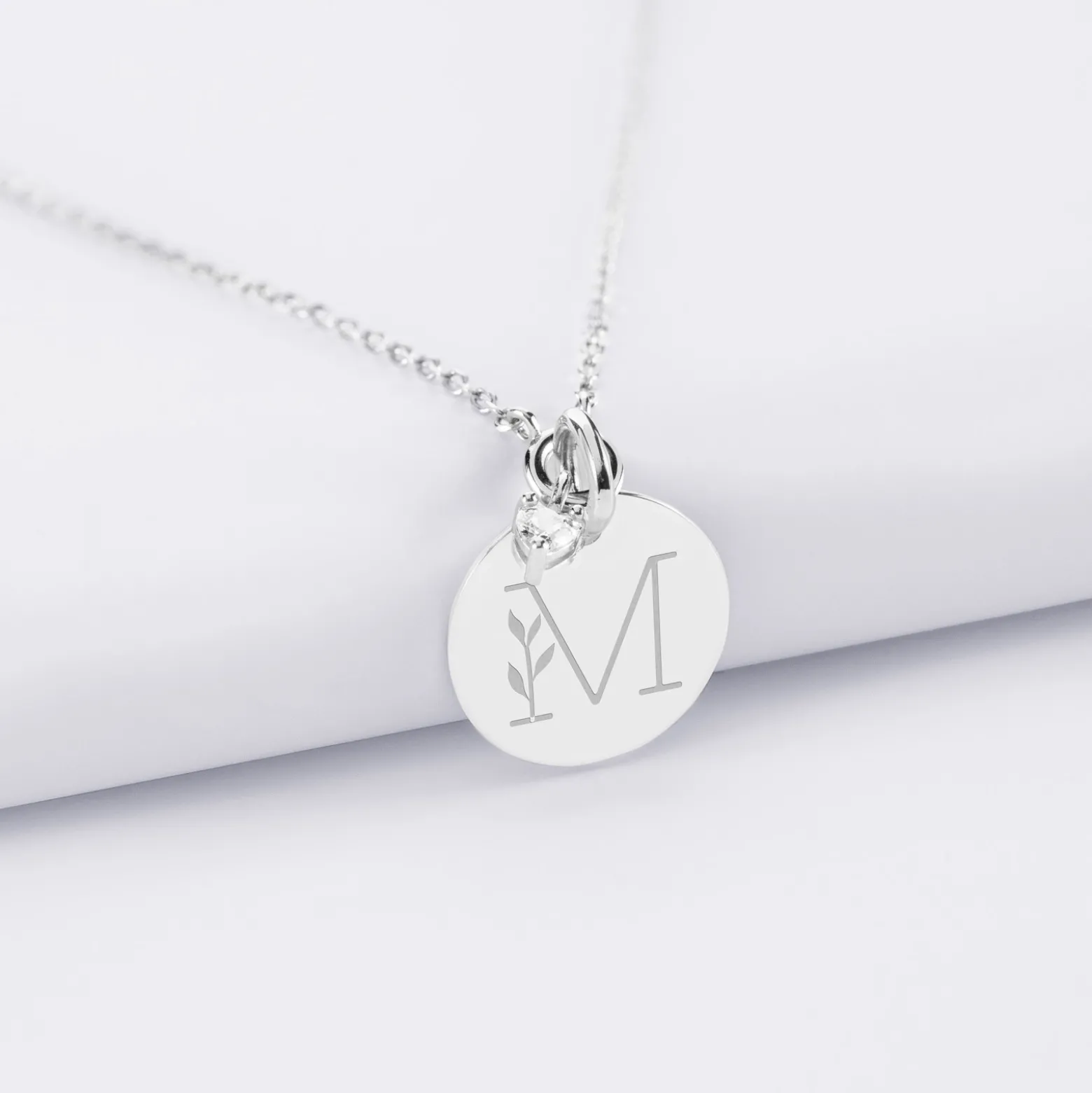 Collier mini coeur scintillant personnalisé médaille gravée argent 15 mm