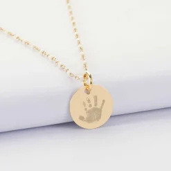 Collier perles Miyuki colorées personnalisé médaille gravée plaqué or 15 mm