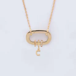 Collier personnalisé collection Chapitre mousqueton 11x19 mm plaqué or - à composer