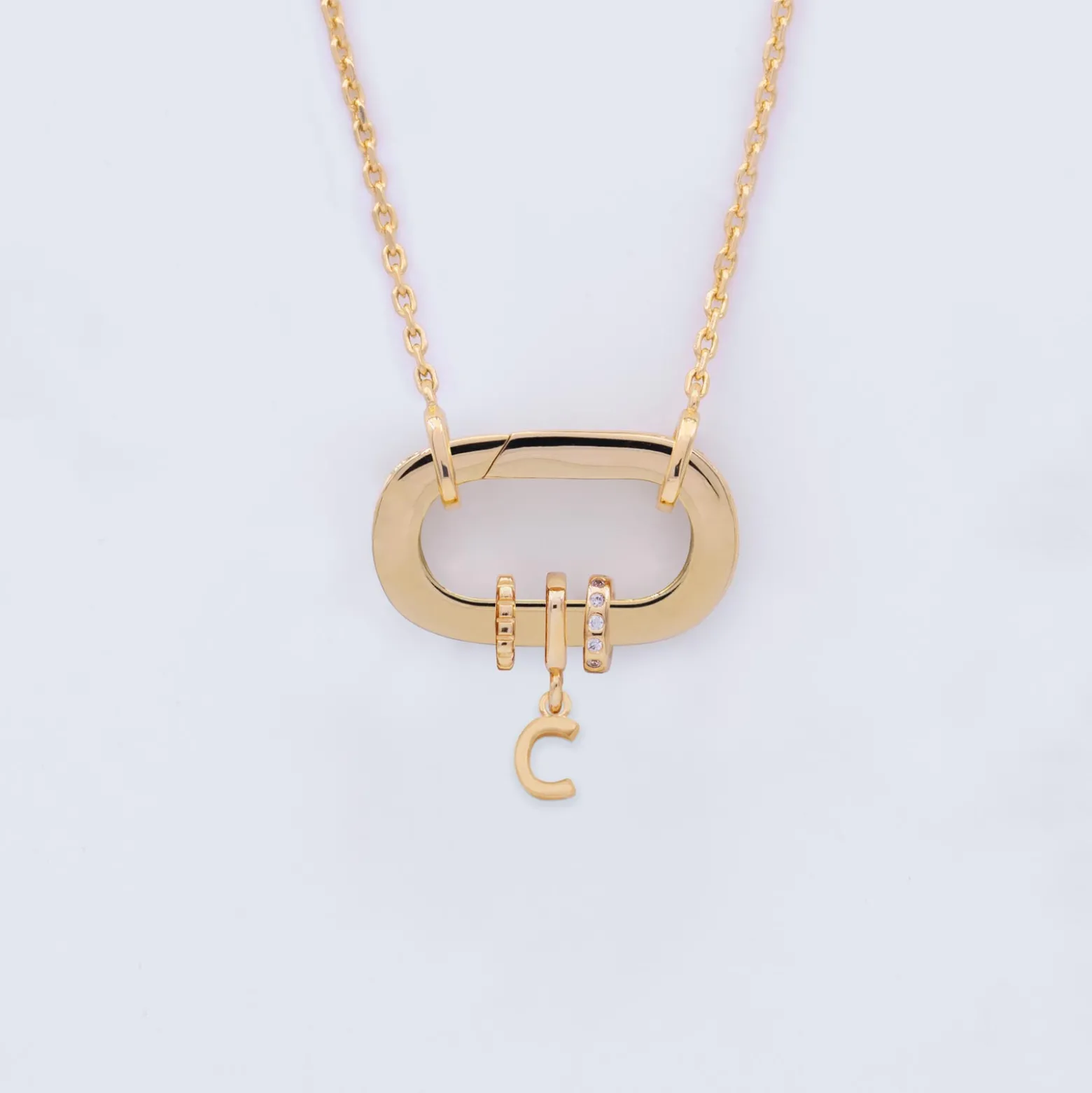 Collier personnalisé collection Chapitre mousqueton 11x19 mm plaqué or - à composer