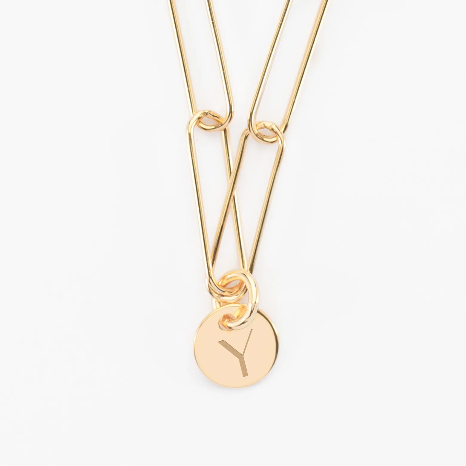 Collier personnalisé grandes mailles médaille gravée plaqué or 10 mm