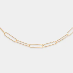Collier personnalisé grandes mailles médaille gravée plaqué or 19 mm