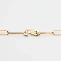 Collier personnalisé grandes mailles mousqueton médaille gravée plaqué or 10 mm
