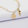 Collier personnalisé petites mailles médaille gravée plaqué or 10 mm et breloque(s) summer - à composer