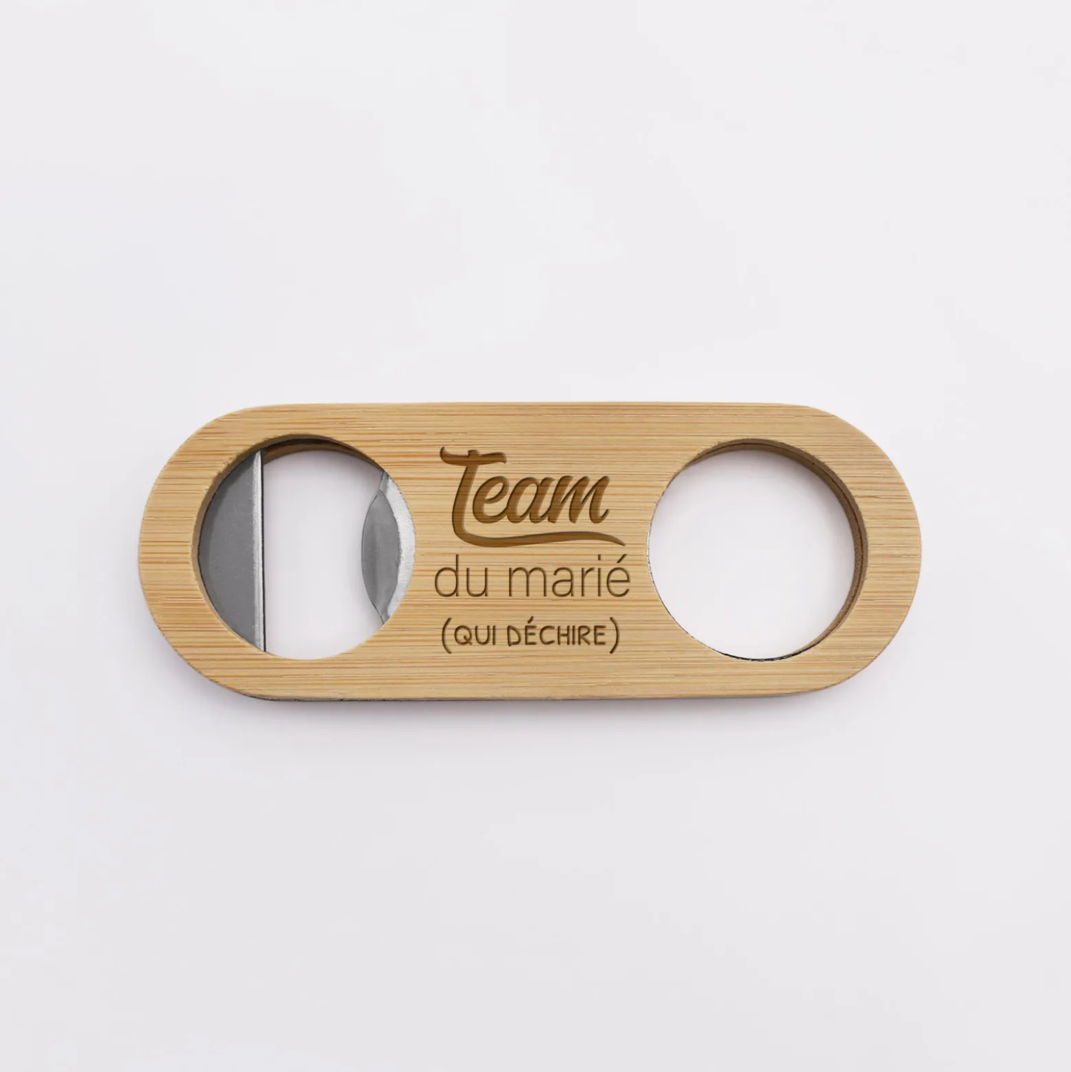 Décapsuleur EVG personnalisé bois gravé 10x4 cm