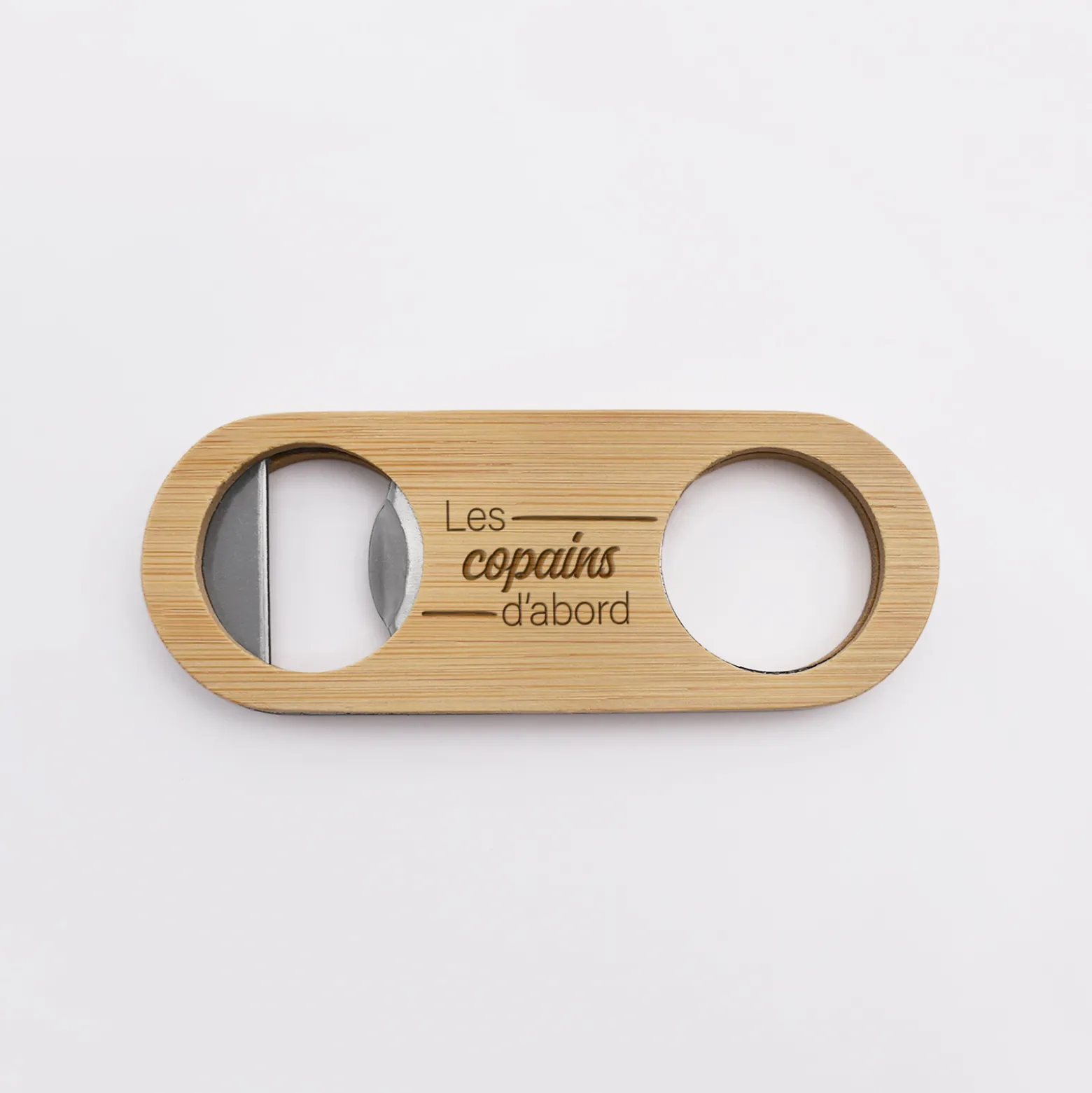 Décapsuleur EVG personnalisé bois gravé 10x4 cm