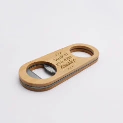 Décapsuleur Marié personnalisé bois gravé 10x4 cm