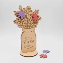 Décoration bouquet de fleurs personnalisé bois gravé 16x9 cm - Edition spéciale